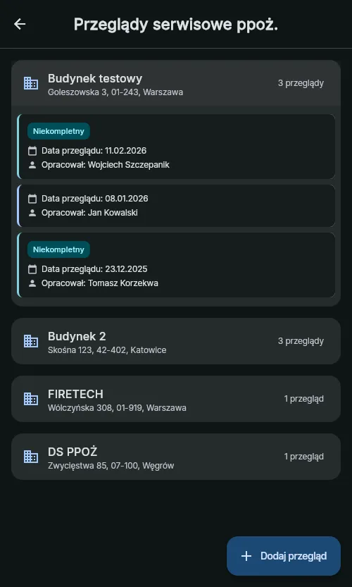 Przeglądy serwisowe